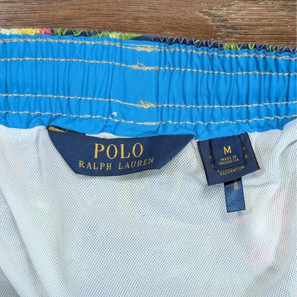 Polo Ralph Lauren Swimwear Trunks Shorts Mens Navy Blue Floral Tropical Size M‎
